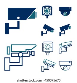 cctv, surveillance camera icon set