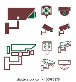 cctv, surveillance camera icon set