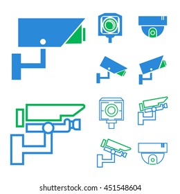 cctv, surveillance camera icon set