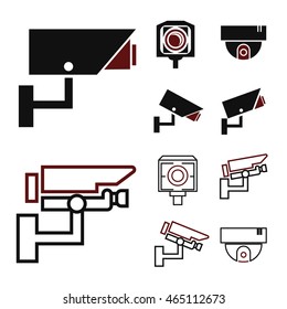 cctv, surveillance camera icon set
