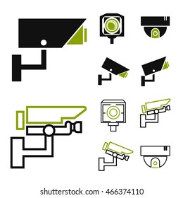 cctv, surveillance camera icon set