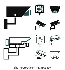 cctv, surveillance camera icon set