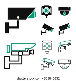 cctv, surveillance camera icon set