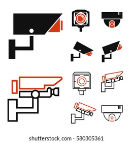 cctv, surveillance camera icon set