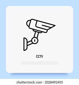 CCTV, surveillance camera thin line icon. Security, protection, video control system. Modern vector illustration 