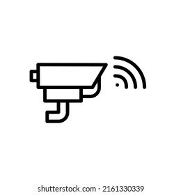 CCTV surveillance camera with wireless connection. Pixel perfect, editable stroke line art icon