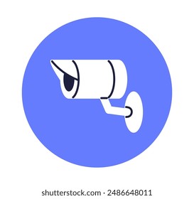 VIDEO Vigilancia CCTV, digital Cámara de seguridad para el control y la supervisión de la seguridad. Observación y protección, etiqueta de advertencia. Ilustración vectorial plana aislada sobre fondo blanco