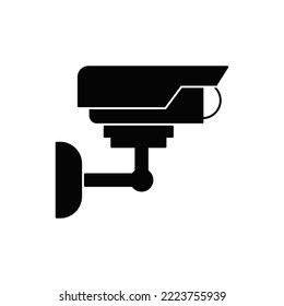 Cctv, surveillance icon in black flat glyph, filled style isolated on white background