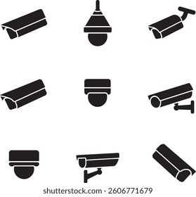 CCTV surveillance security camera icon set collection
