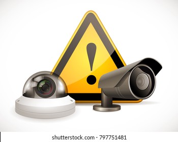 CCTV Symbol - Security Camera With Warning Sign