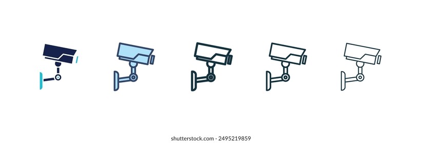 CCTV vector icon set black filled and outlined style.