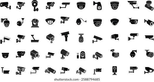 CCTV vector icon set. camera illustration sign collection. looking symbol.