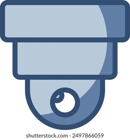 CCTV vector icon transparent background. replaceable blue color design