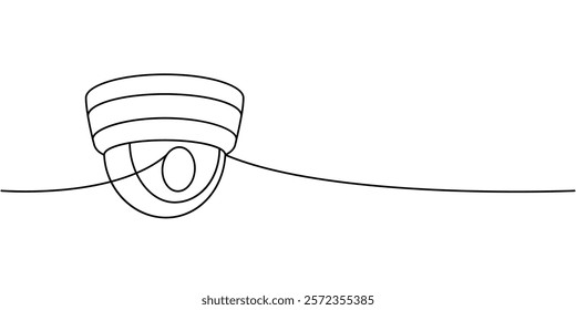 CCTV video camera one line continuous drawing. Security surveillance system. Vector illustration