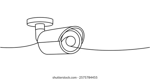 CCTV video camera one line continuous drawing. Video surveillance. Vector illustration