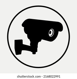 CCTV Video Surveillance Camera Icon,  Security Camera Silhouette Vector Illustration.