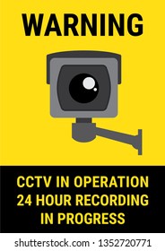 CCTV WARNING 24HR. Yellow color Background