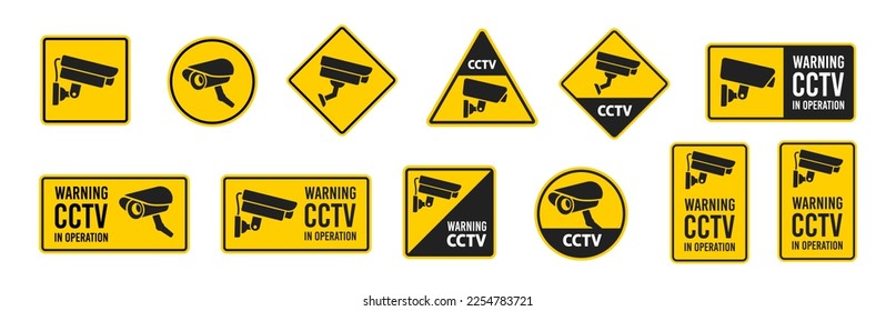 CCTV warning set banners. Vector illustration