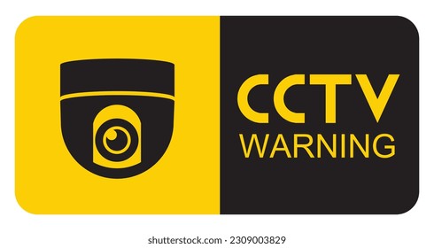 CCTV warning sign illustration vector in the yellow and black color 