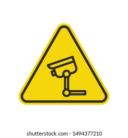 CCTV Warning Sign Isolated On White Background. Yellow Triangle Caution Symbol Simple, Flat, Vector, Icon You Can Use Your Website Design, Mobile App Or Industrial Design. Vector Illustration