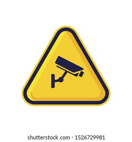 CCTV Warning Sign Isolated On White Background. Yellow Triangle Caution Symbol Simple, Flat, Vector, Icon You Can Use Your Website Design, Mobile App Or Industrial Design. Vector Illustration
