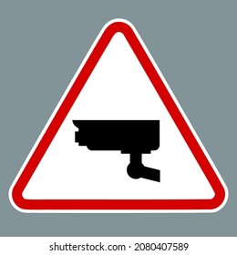 Signo de advertencia de CCTV. Diseño de adhesivos vectores para la advertencia CCTV de la cámara de seguridad.