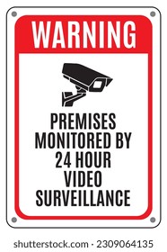 CCTV warning signage illustration vector in white background