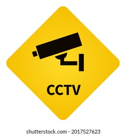 CCTV. Warnung Gelber Diamant Gestaltetes Schild. Videoüberwachungsmeldung.