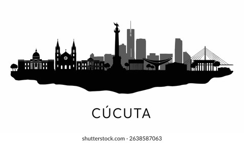 Ccuta Skyline with Colombia Black Silhouette.
