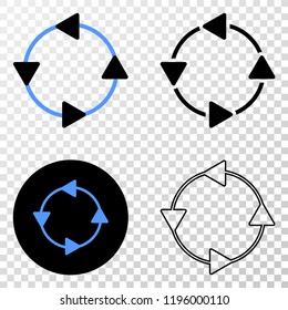CCW circulation arrows EPS vector pictograph with contour, black and colored versions. Illustration style is flat iconic symbol on chess transparent background.