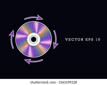 CD abstract or DVD with arrows. The concept of rotation. Vector illustration.