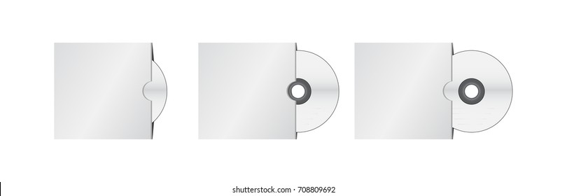 cd with blank paper case in three variants isolated on the white background