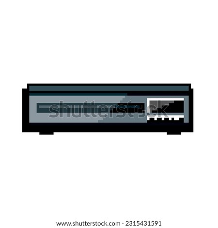 cd blu ray player game pixel art retro vector. bit disk disc, audio entertainment cd blu ray player. old vintage illustration