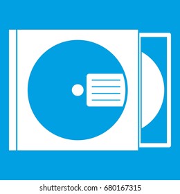 CD box with disc icon white isolated on blue background vector illustration