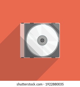 cd in box flat design on orange background