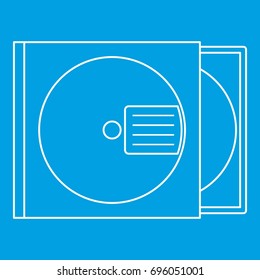 CD box icon blue outline style isolated vector illustration. Thin line sign