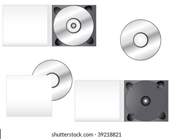 CD and its box into different positions. Ideal for packaging purposes. Linear and radial gradients