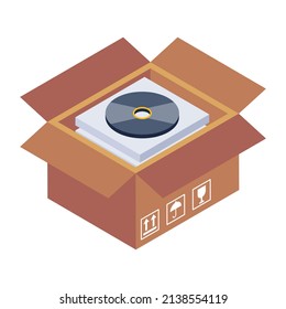 Cd box isometric vector download with editable facility. 

