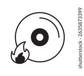 cd burning glyph icon with white background vector stock illustration