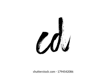 CD C D alphabet letter logo icon combination. Grunge handwritten vintage design. Black white color for company and business