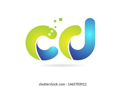 cd c d blue green alphabet combination letter logo design suitable for a company or business
