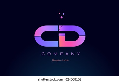 cd c d creative color blue background pink purple blue magenta alphabet letter company logo vector icon design
