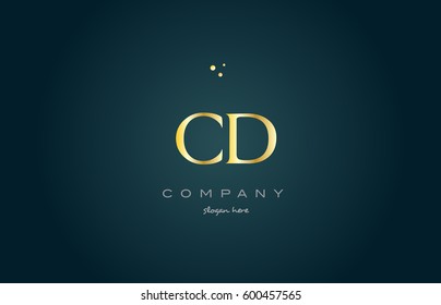 cd c d  gold golden luxury product metal metallic alphabet company letter logo design vector icon template green background