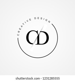 CD C D Initial Logo. Cutting and linked letter logo icon with paper cut in the middle. Creative monogram logo design. Fashion icon design template.