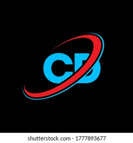 Diseño del logotipo de la letra CD C D. Letra inicial del logotipo del monograma superior del círculo del CD enlazado en mayúsculas rojo y azul. Logo de CD, diseño de C D. cd, c d