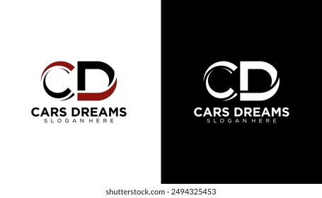 CD C D Letter Logo Design in Black and White Colors. Creative Modern Letters Vector Icon Logo Illustration.