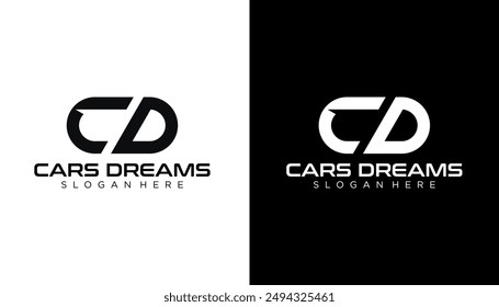 CD-CD-Letter-Logo-Design in Schwarz-Weiß-Farben. Creative Modern Letters Vektorgrafik Icon Logo Illustration.