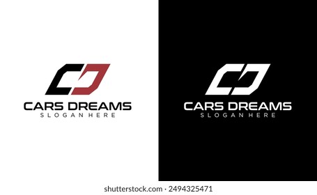 Diseño de logotipo de letra CD C D en Colores blancos y negros. Ilustración creativa del logotipo del Vector de las letras modernas.