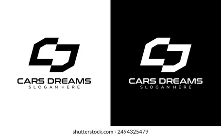 CD C D Letter Logo Design in Black and White Colors. Creative Modern Letters Vector Icon Logo Illustration.