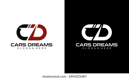 CD C D Letter Logo Design in Black and White Colors. Creative Modern Letters Vector Icon Logo Illustration.